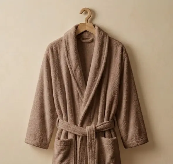 Bath Robe, 100% Cotton, Brown 400 gsm Free Size