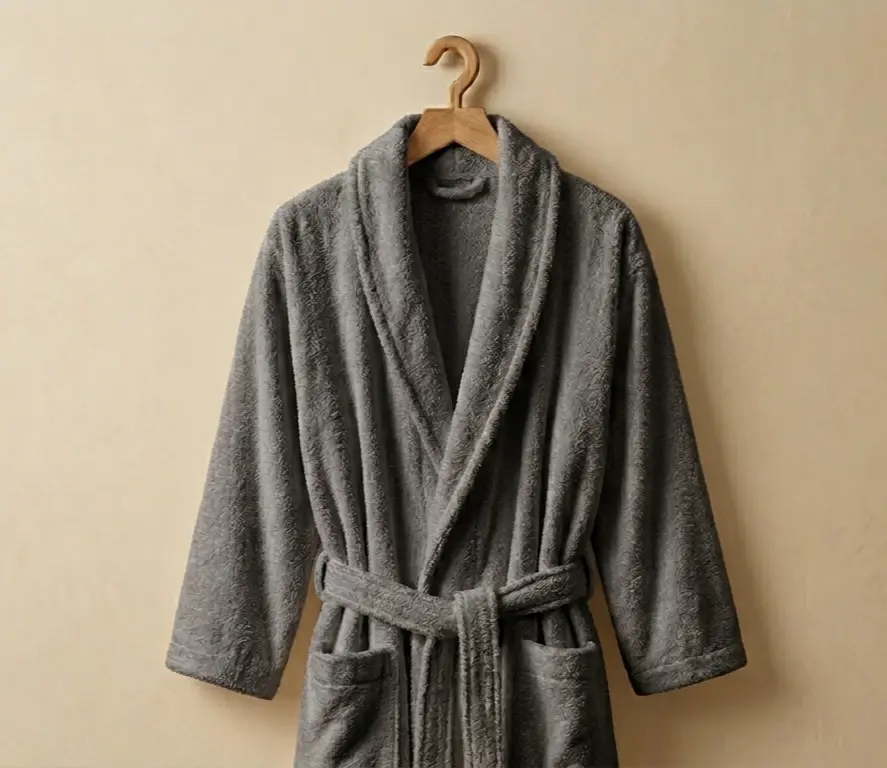 Bath Robe, 100% Cotton, Gray 400 gsm, Free Size