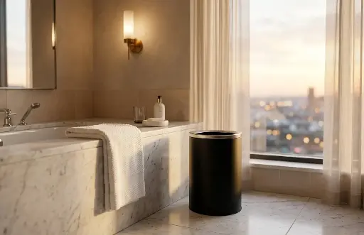 [GPX-034] Room Trash Bin Black Oval Size: (L)260*(W)190*(H)260mm